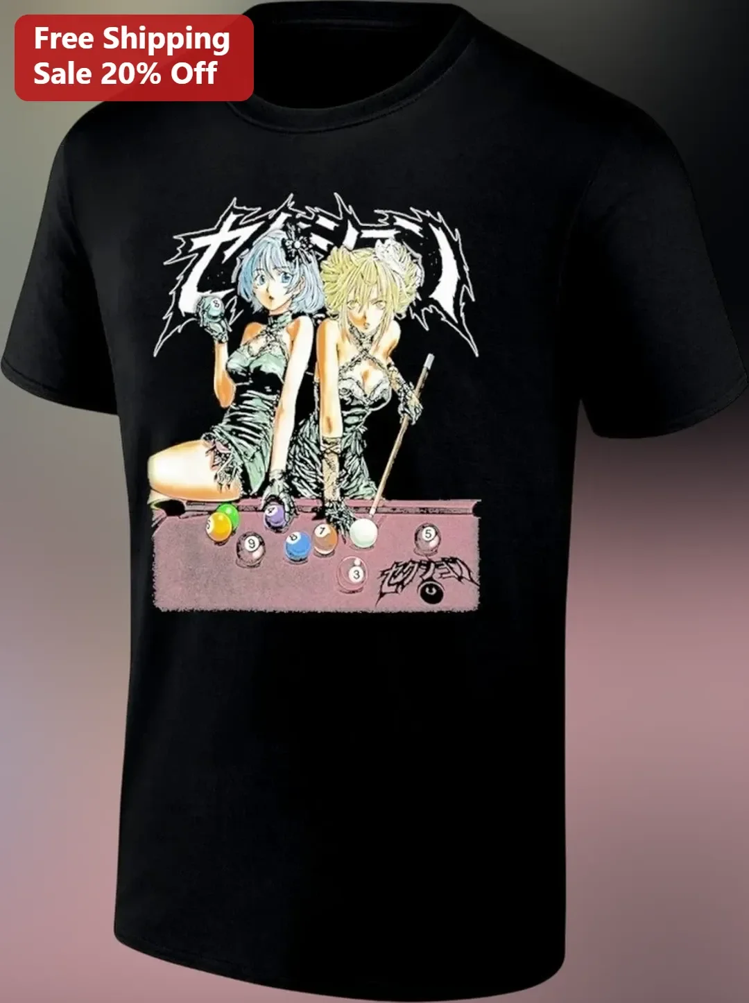 Anime Billiards Girls Graphic Tee Moe Pool Table Art Cotton Shirt Gift for Women available at our Los Angeles warehouse