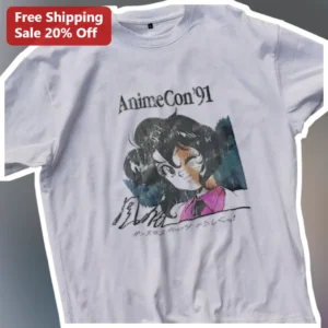 AnimeCon '91 Vintage Retro Anime Graphic Tee, 90s Japanese Aesthetic Streetwear Shirt available at our Los Angeles warehouse