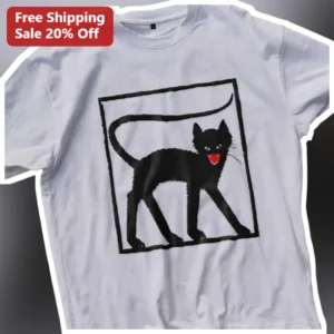 Arched Black Cat Illustration Tee Halloween Spooky Silhouette Shirt for Cat Lovers available at our Los Angeles warehouse