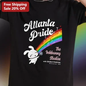 Atlanta Pride The Inkbunny Studios Tee Rainbow Bunny Graphic Shirt Apparel available at our Los Angeles warehouse