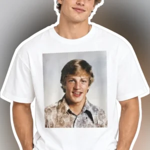 Austin Butler Vintage Yearbook Photo Graphic Tee Pop Culture Gift available at our Los Angeles warehouse