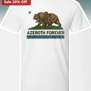 Azeroth Forever World of Warcraft Bear Flag Graphic Tee for Gamers available at our Los Angeles warehouse