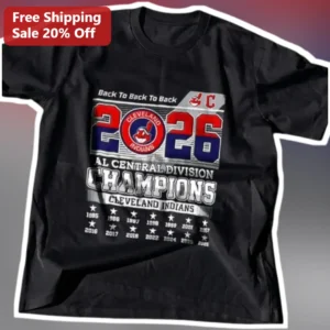 Back To Back To Back AL Central Division Champions Tee Baseball Fan Vintage Graphic Shirt available at our Los Angeles warehouse