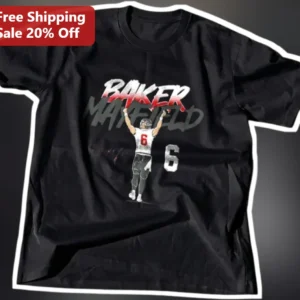 Baker Mayfield Tee Vintage Distressed QB6 Football Player Graphic Shirt for NFL Fans available at our Los Angeles warehouse