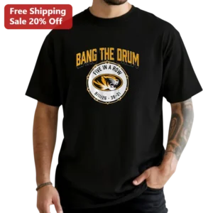 Bang The Drum Missouri Tigers Graphic Tee for Men College Football Fan Apparel available at our Los Angeles warehouse