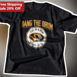 Bang The Drum Vintage Tiger Mascot College Football Tee Personalized Game Day Shirt available at our Los Angeles warehouse