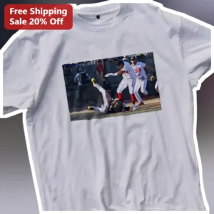 Baseball Slide Action Photo Tee Dynamic Home Plate Sliding Graphic Shirt for Players and Fans available at our Los Angeles warehouse