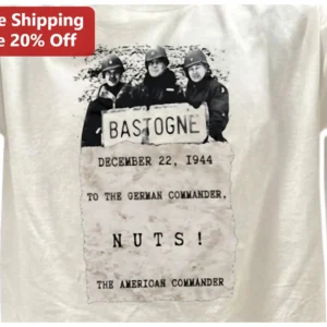 Bastogne December 22 1944 Nuts! Battle of the Bulge Vintage Graphic Tee available at our Los Angeles warehouse