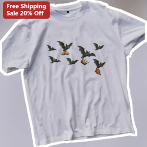 Bats Carrying Crown Hat Mustache Tee Dapper Gothic Halloween Graphic Shirt available at our Los Angeles warehouse