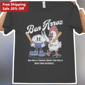 Ben Arroz Ben Rice Famous Arroz Con Pollo New York Baseball Tee available at our Los Angeles warehouse