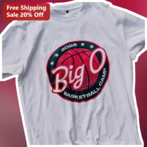 Big O Basketball Camp Tee Retro Varsity Style Youth Sports Apparel Gift available at our Los Angeles warehouse