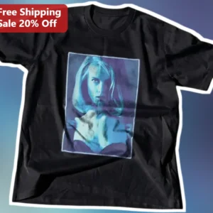 Billie Eilish Tee Blue Purple Duotone Portrait Graphic T-Shirt for Women Men Music Fans available at our Los Angeles warehouse