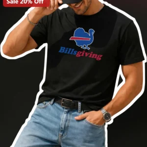 Billsgiving Tee Funny Thanksgiving Shirt Buffalo Bills Fan Turkey Graphic Novelty Holiday Gift available at our Los Angeles warehouse