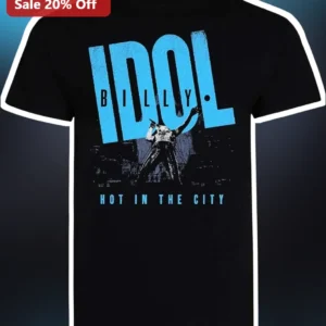 Billy Idol Hot in the City Graphic Tee 80s Rock Band Merch Vintage New Wave Shirt available at our Los Angeles warehouse