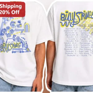 Billy Strings Tour Dates Graphic Tee Country Rock Band Merch Gift for Men Women available at our Los Angeles warehouse