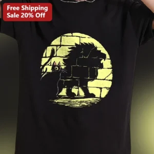 Black Cat Monster Shadow Graphic Tee Spooky Cute Halloween Gift for Cat Lovers available at our Los Angeles warehouse