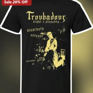 Bleachers Forever Troubadour Night 3 Presents Tee Jack Antonoff Vintage Concert Graphic Shirt available at our Los Angeles warehouse