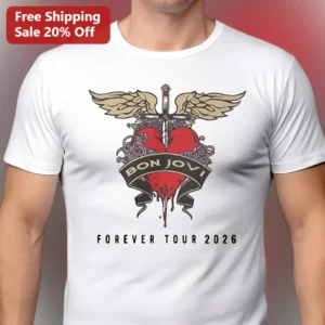 Bon Jovi Forever Tour 2026 Graphic Tee Rock Band Concert Merch Gift available at our Los Angeles warehouse
