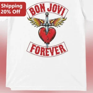 Bon Jovi Forever Tour 2026 Vintage Rock Band Graphic Tee for Men Women available at our Los Angeles warehouse