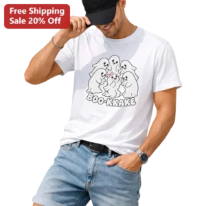 BOO-KKAKE Cute Ghost Group Halloween Tee Kawaii Pastel Goth Spooky Shirt Gift available at our Los Angeles warehouse