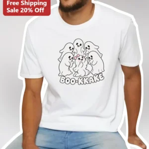 Boo-Kkake Cute Ghost Halloween Graphic Tee Kawaii Pastel Goth Unisex Shirt available at our Los Angeles warehouse