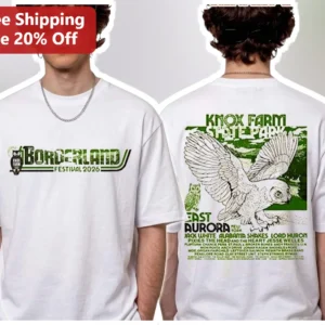 Borderland Festival 2026 Knox Farm State Park Tee Vintage Owl Graphic Shirt available at our Los Angeles warehouse