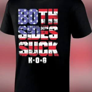 Both Sides Suck H*O*S Distressed American Flag Graphic Tee for Independent Voters available at our Los Angeles warehouse