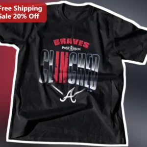 Braves Postseason Clinched Tee Atlanta Baseball Playoff Fan Shirt available at our Los Angeles warehouse