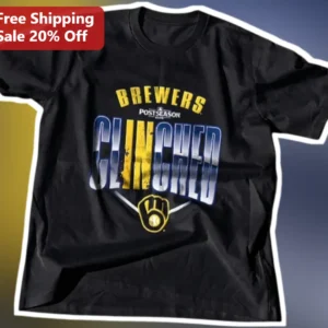 Brewers Postseason Clinched Tee Milwaukee Brewers Playoff Shirt Vintage Distressed Baseball Fan Gift available at our Los Angeles warehouse