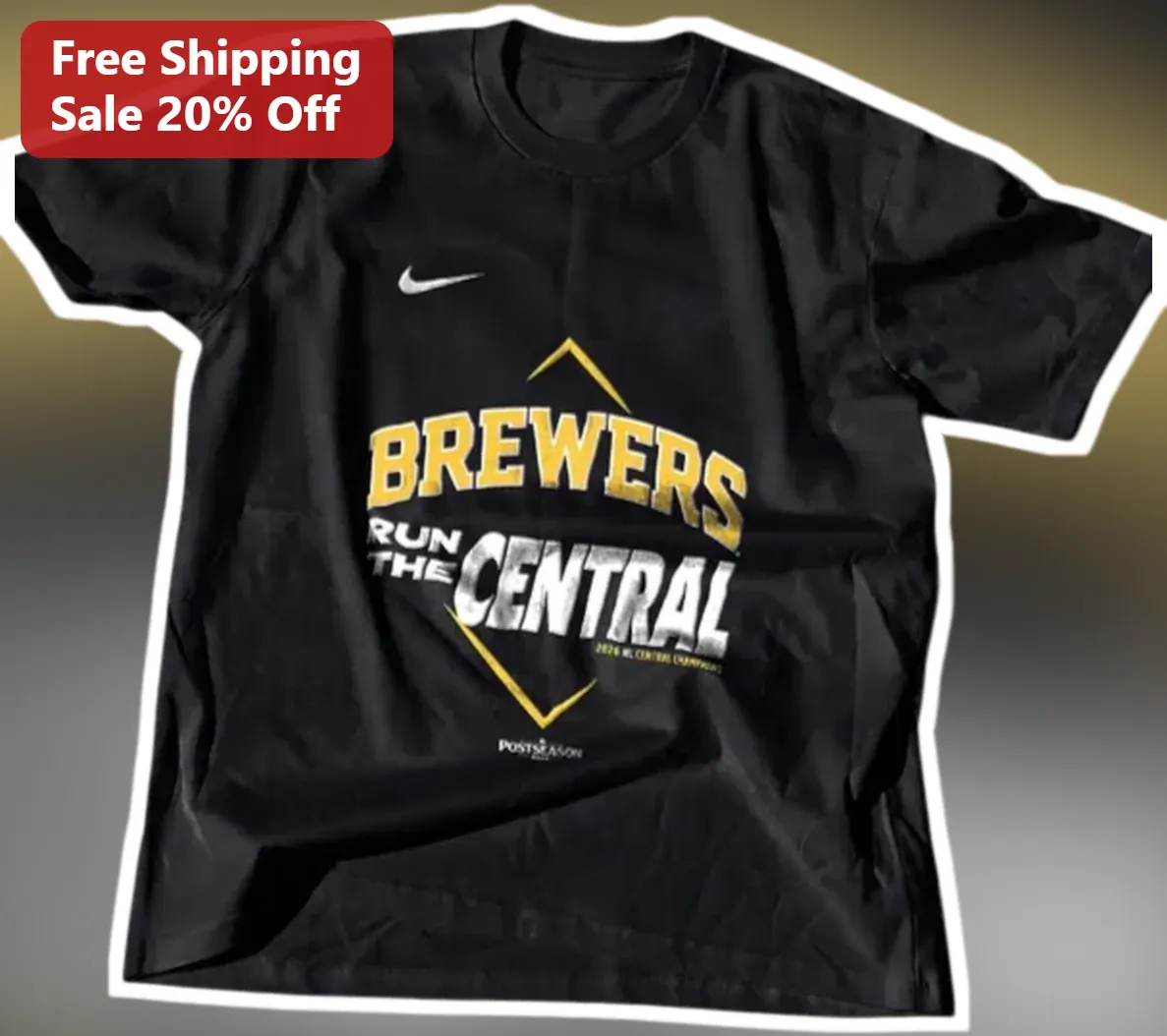Brewers Run The Central Tee Milwaukee Brewers Vintage Distressed Graphic Baseball Shirt available at our Los Angeles warehouse