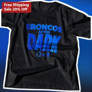 Broncos After Dark Tee Denver Broncos Night Game Shirt NFL Fan Gear Apparel available at our Los Angeles warehouse