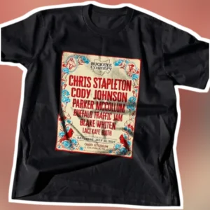 Buckeye Country Superfest Chris Stapleton Cody Johnson Parker McCollum Vintage Concert Poster Tee available at our Los Angeles warehouse