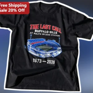 Buffalo Bills Last Call Ralph Wilson Stadium 1973-2026 Retro NFL Fan Tee available at our Los Angeles warehouse