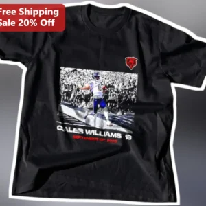 Caleb Williams #18 Chicago Bears Fan Gear Tee Vintage Football Catch Graphic T-Shirt available at our Los Angeles warehouse