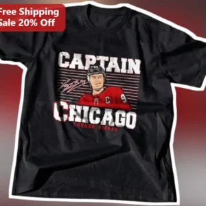 Captain Chicago Tee Vintage Connor Bedard Signature Graphic Shirt for Men Women Fans available at our Los Angeles warehouse