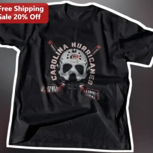 Carolina Hurricanes Vintage Distressed Hockey Goalie Mask Graphic Tee available at our Los Angeles warehouse