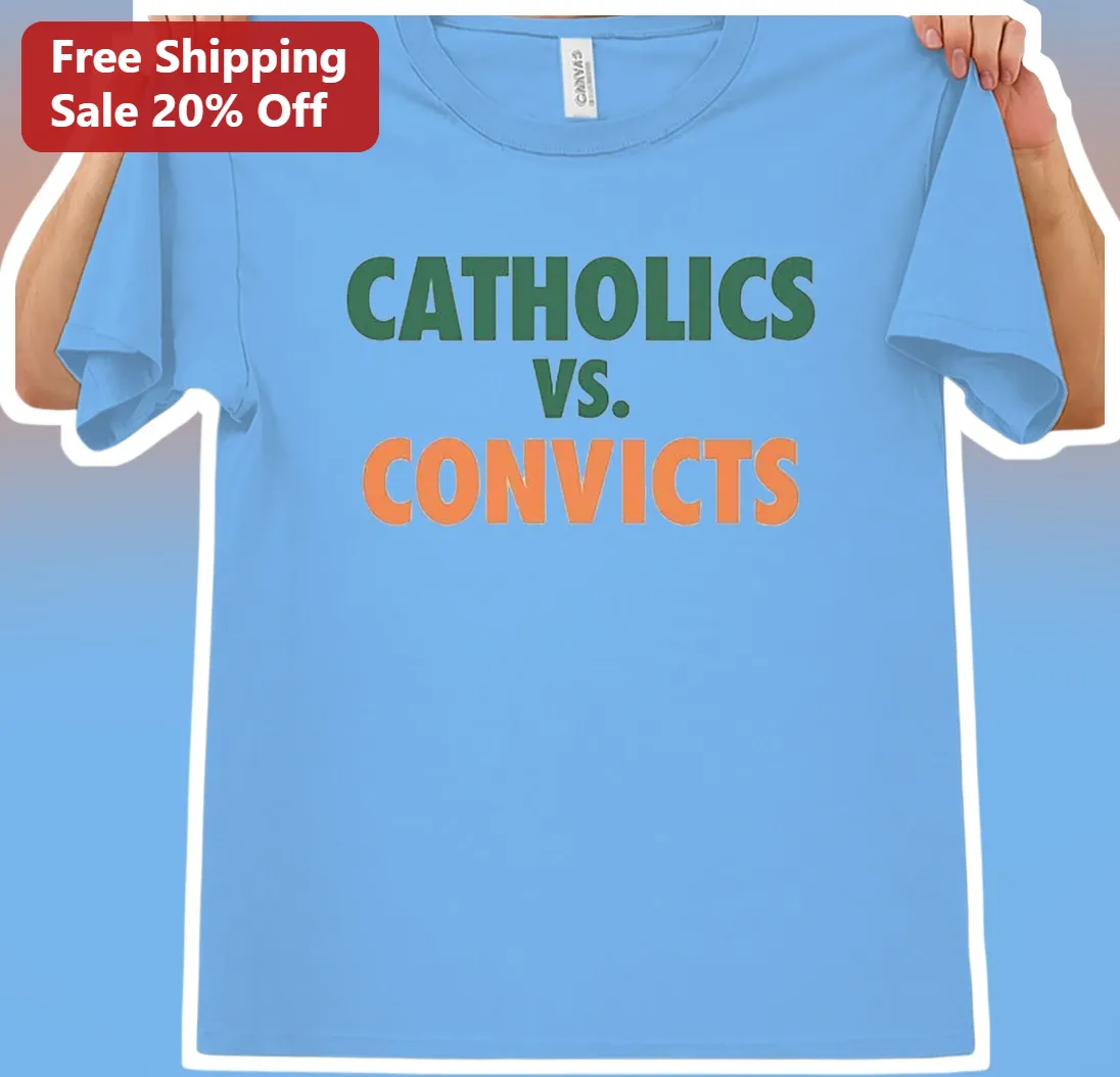 Catholics vs Convicts Tee 1988 Notre Dame Miami Rivalry College Football Gift available at our Los Angeles warehouse