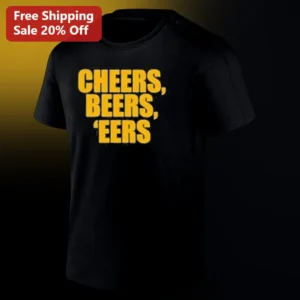 CHEERS, BEERS, 'EERS Tee West Virginia Mountaineers Game Day Gift for Beer Lovers available at our Los Angeles warehouse