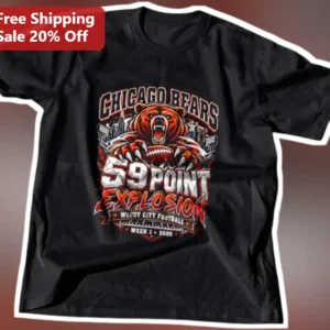 Chicago Bears 59 Point Explosion Windy City Football Tee Vintage NFL Fan Graphic Shirt available at our Los Angeles warehouse