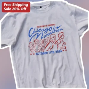 Chicago Marathon 2026 Tee Bank of America October 11th Race Day Apparel available at our Los Angeles warehouse