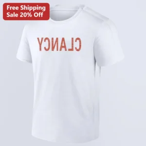 Clancy Mirrored Text Graphic Tee Twenty One Pilots Inspired Distressed Name Shirt Gift for Fans available at our Los Angeles warehouse