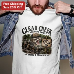 Clear Creek Adventure Ranch Rescue Education Tee Funny Snake Don't Pet Me Graphic Shirt available at our Los Angeles warehouse