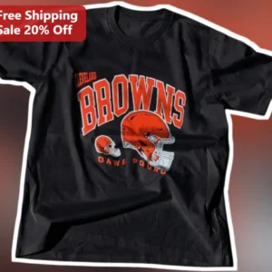 Cleveland Browns Dawe Pound Vintage Distressed Football Helmet Graphic Tee available at our Los Angeles warehouse