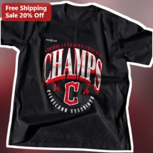 Cleveland Guardians American League Central Champs Vintage Distressed Graphic Tee available at our Los Angeles warehouse