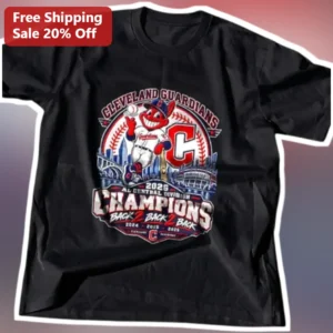 Cleveland Guardians Back 2 Back 2 Back Tee 2026 AL Central Division Champions Graphic Shirt available at our Los Angeles warehouse