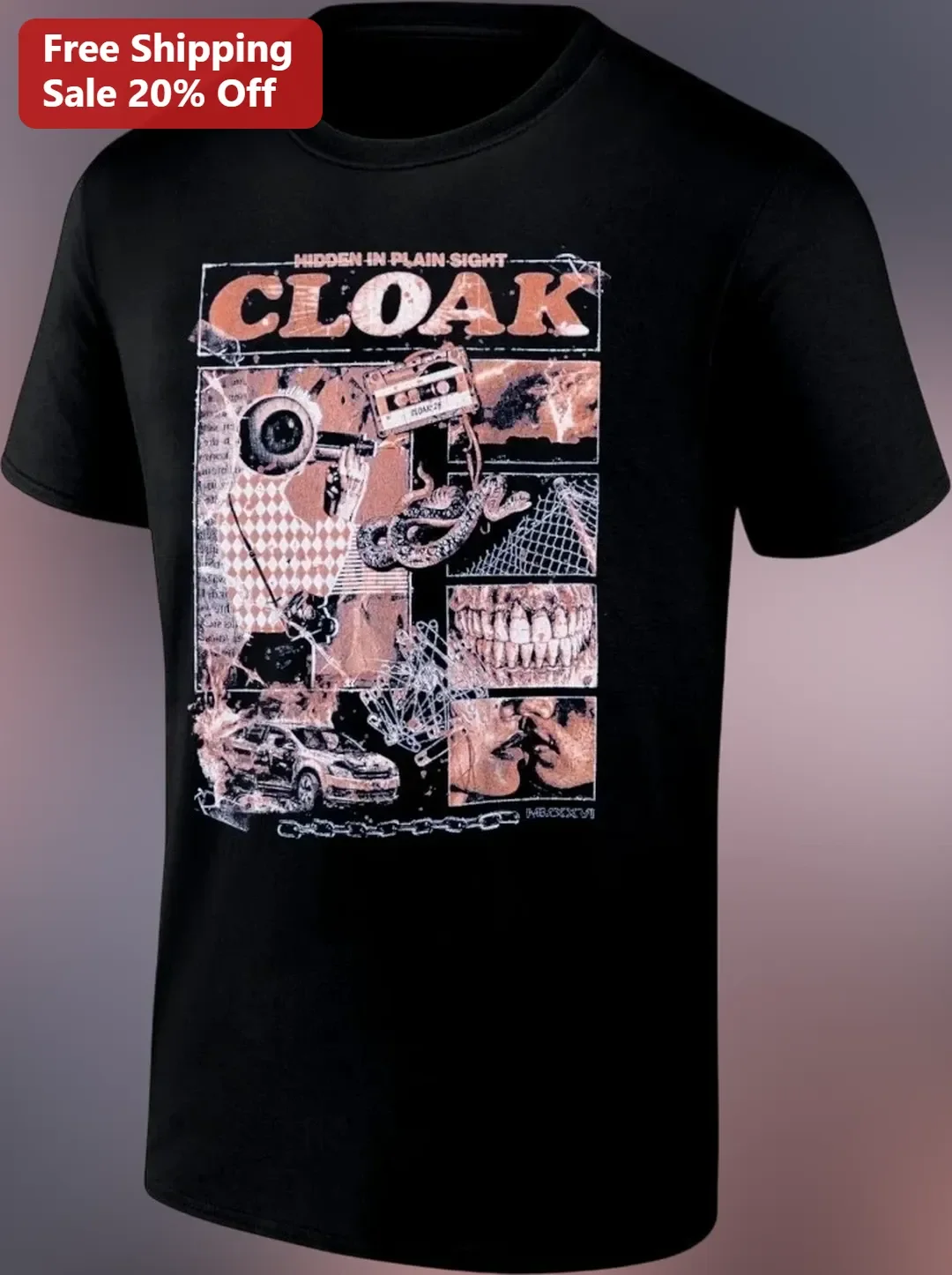 CLOAK Hidden In Plain Sight Grunge Collage Graphic Tee — Los Angeles CLOAK Hidden In Plain Sight Grunge Collage Graphic Tee available at our Los Angeles warehouse