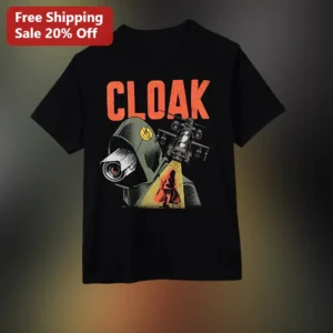 CLOAK Tee Cyberpunk Surveillance Dystopian Graphic T-Shirt for Men Women available at our Los Angeles warehouse