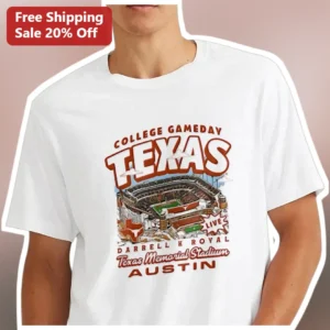College GameDay Texas Darrell K Royal Memorial Stadium Tee Austin Longhorns Vintage Souvenir Shirt available at our Los Angeles warehouse