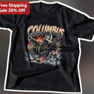 Columbus Vintage Hockey Skeleton Graphic Tee available at our Los Angeles warehouse