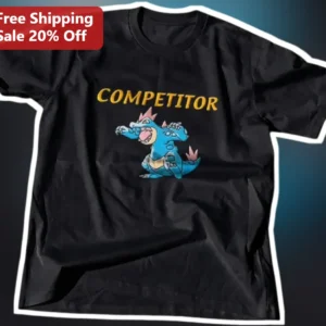 Competitor Totodile Pokemon Graphic Tee Black Cotton Shirt available at our Los Angeles warehouse